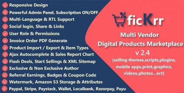 ficKrr - Multi Vendor Digital Products Marketplace + Subscription