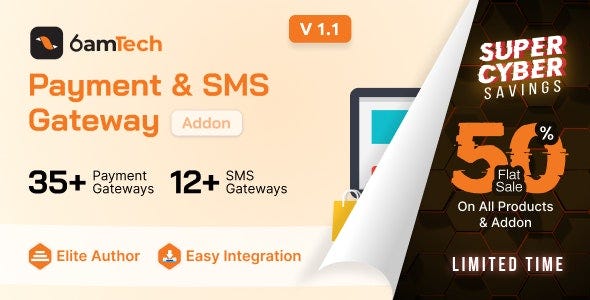 6amTech Payment & SMS Gateway Addon 1.1