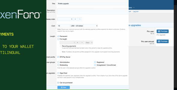 BTCPay Server Payment Provider – Accept Bitcoin payments in XenForo 2