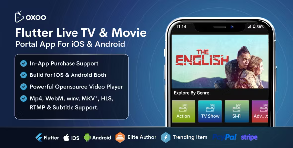 OXOO - Flutter Live TV & Movie Portal App for iOS And Android v1.1.1