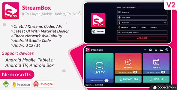 StreamBox - IPTV Player (Android Mobile, Tablets, TV, BOX, Chromebook)